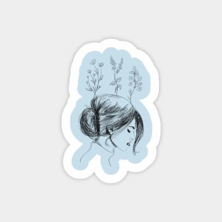 Hand Drawn Flower Girl Sticker